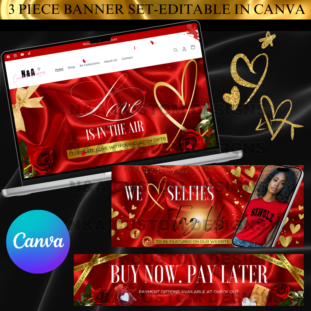 Valentine's Day Web Banner Set - Red