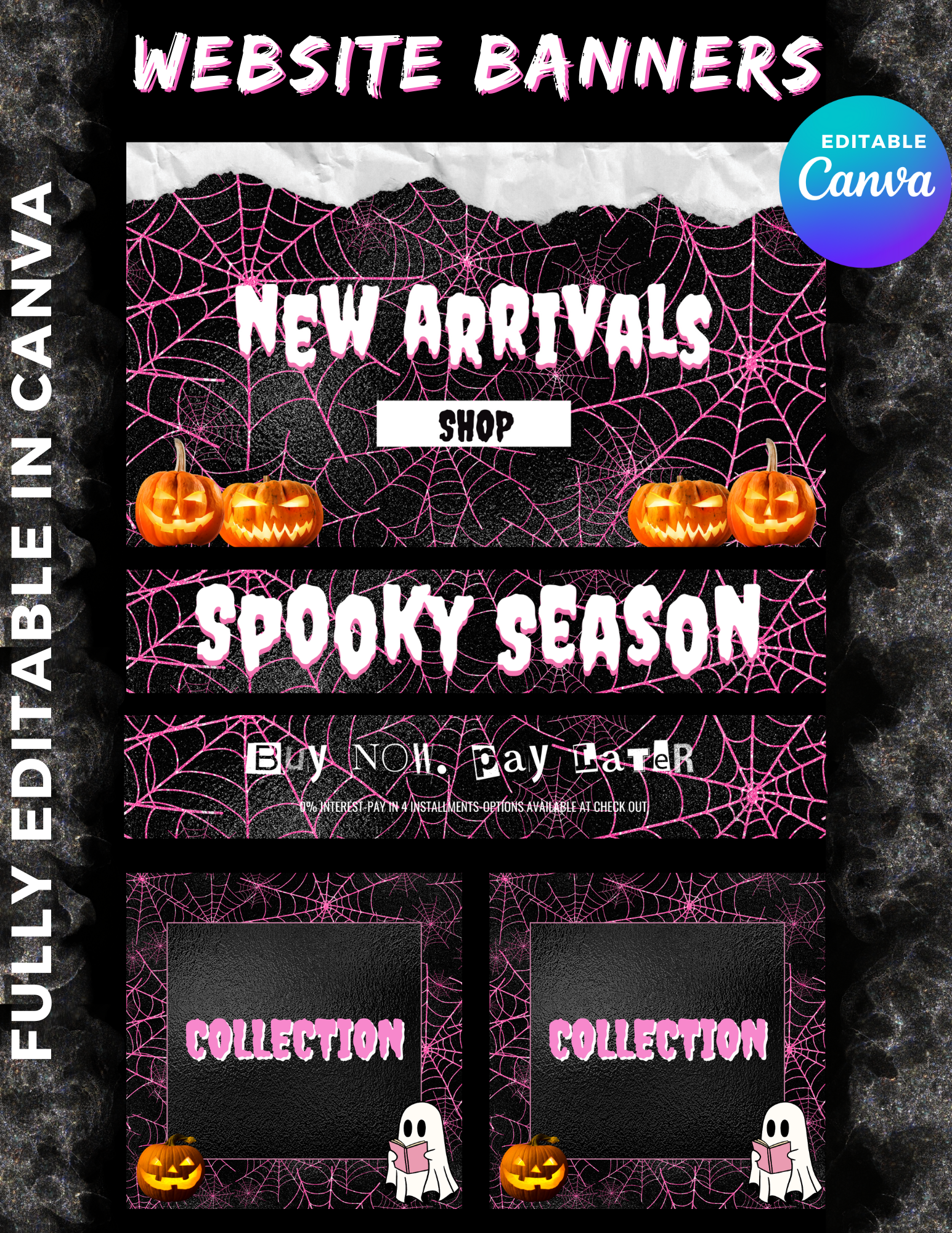 Pink Spooky Web Banners