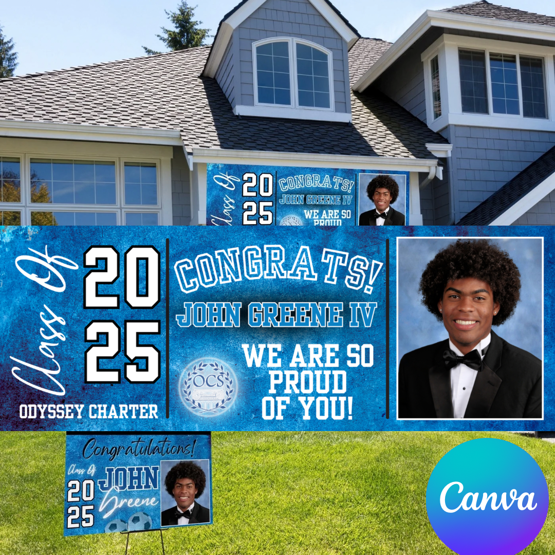 Graduation Banner & Yard Sign (Canva Editable) 2025