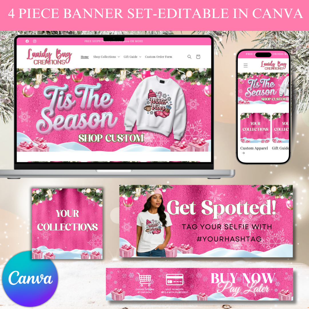 Tis The Season Pink Web Banner Set