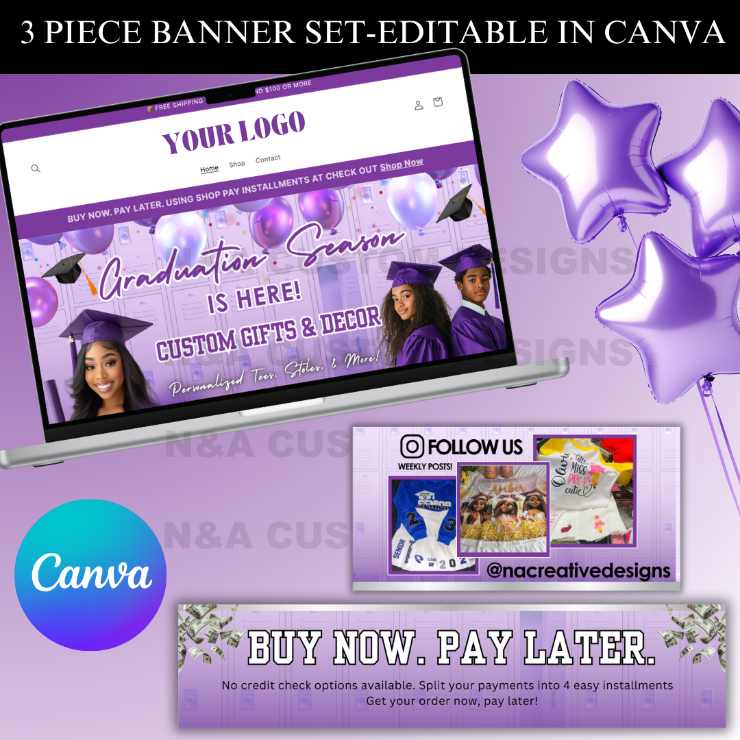 Graduation Web Banner Set - Purple