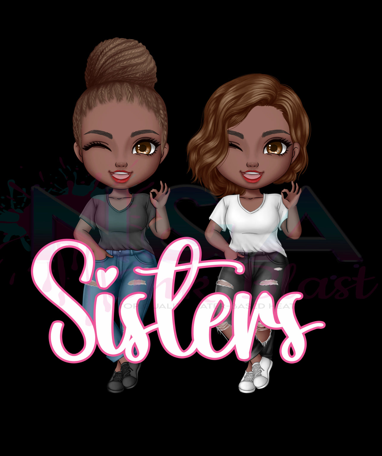 Besties/Sisters (PNG) Includes 6 Files 2, 3 & 4 Sisters