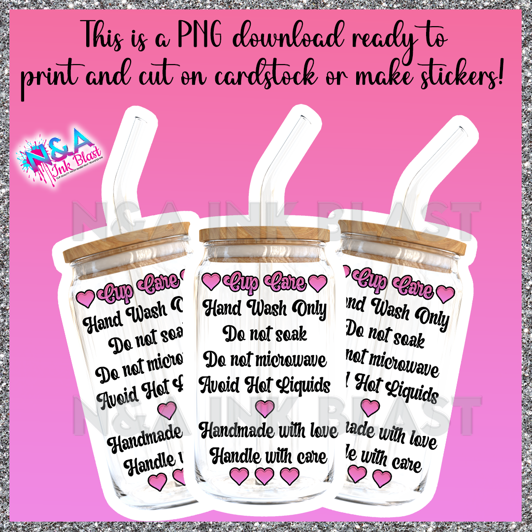 Glass Can Care Card (png) INSTANT DOWNLOAD